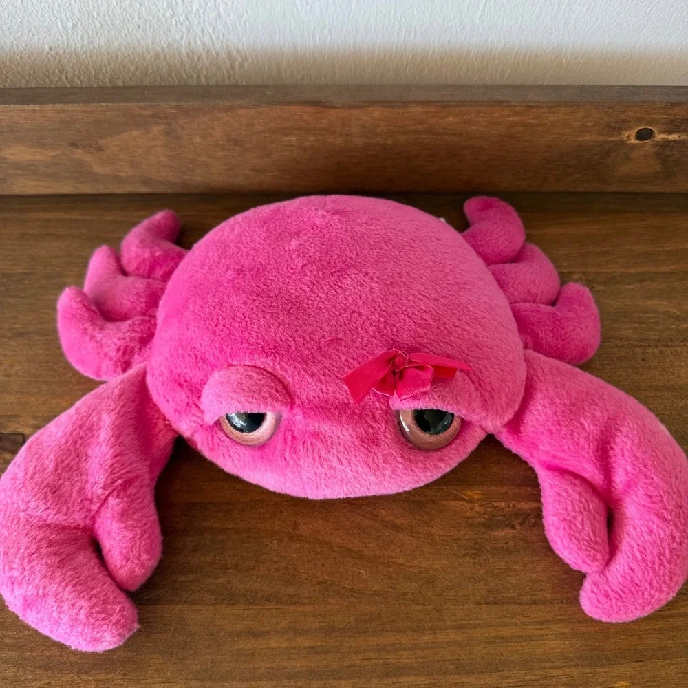 2pc Wishpets 2013 Droopy Crabby Plush Lot Pink Purple Large Eyes Bow 03707 Set